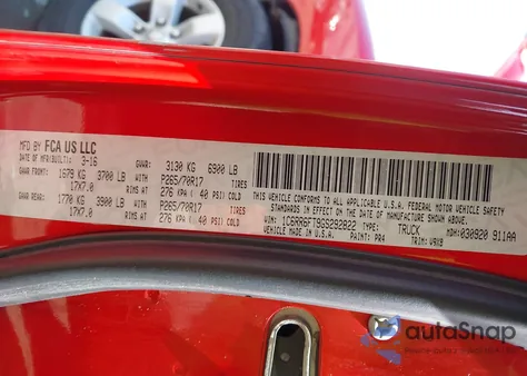 2016 Ram 1500 Tradesman z USA, uszkodzony, nr VIN 1C6RR6FT9GS292822